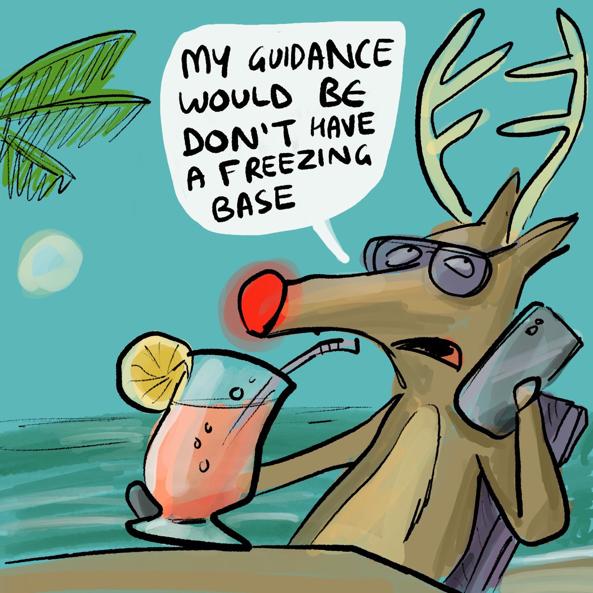 cartoonsidrew's tweet image. Rudolph has given up the sleigh game and now any advice he gives is as a management consultant. Wednesday #shapechallenge @StudioTeaBreak
