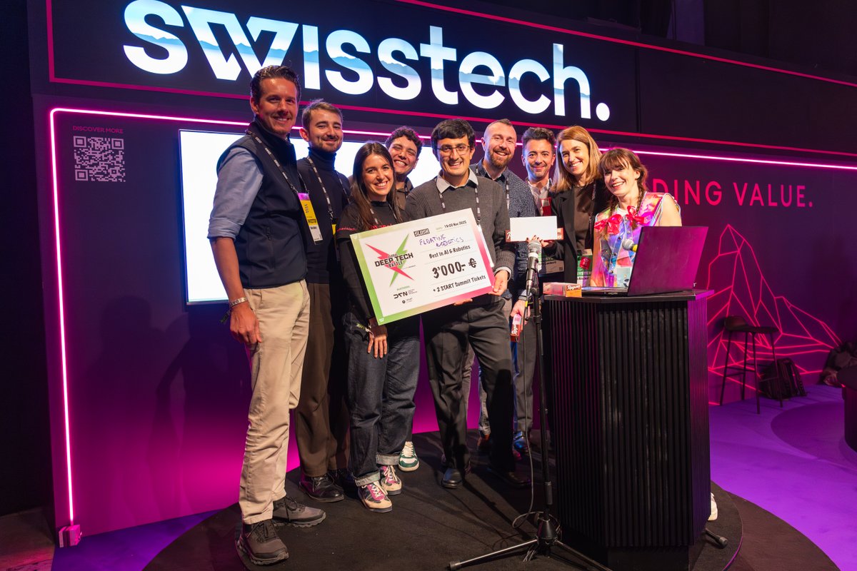 swisstech's tweet image. 📣 Day 1 winners of the Global Deep Tech Battle at @SlushHQ! 

🌱 Cleantech: Valence Technologies 🇧🇪
🤖 AI/Robotics: Floating Robotics 🇨🇭

👏 Bold innovations rewarded with €3,000 from Deep Tech Nation Switzerland &amp;amp; swisstech, plus 2 START Summit tickets from @START_Global.

🚀…