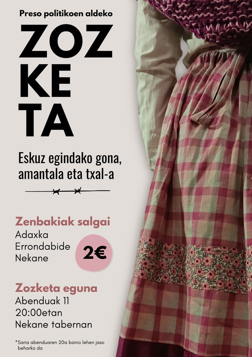 Jada ikusgai duzue Nekane tabernako erakusleihoan aurten euskal preso, iheslari eta errefuxiatuen alde zozketatuko dugun gona, amanatala eta txal-a!

Aukeratu zenbakia Errondabide, Nekane eta Adaxkan jarritako koadroan eta eskuratu gabon hauetarako jantzia! 

↗️ETXERA↙️