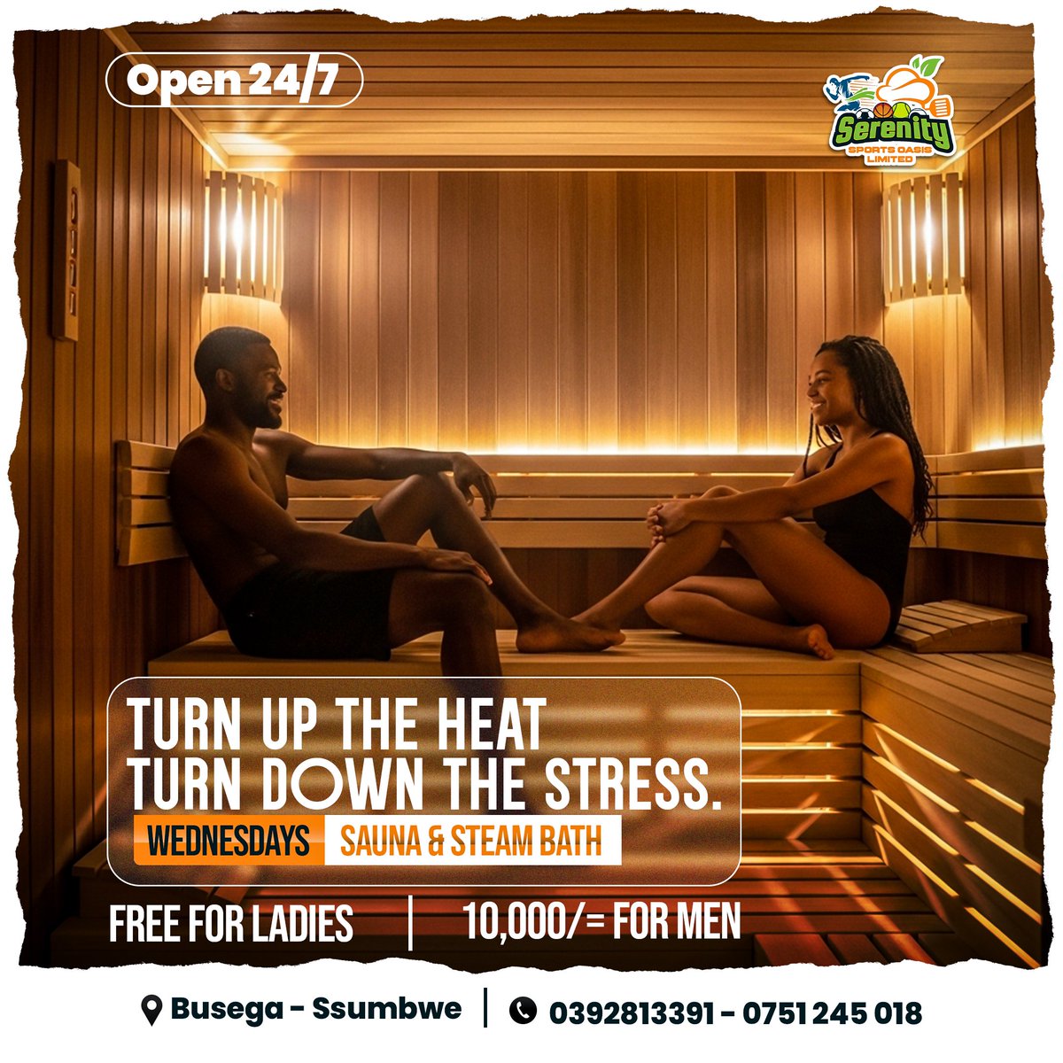 ALERT 🚨 🚨 

Wednesdays are your escape, soothing heat, calm ambiance, and the perfect place to reset your body and mind.

Ladies enjoy complimentary access, and men join the vibe at just 10,000 UGX.
Doors never close, we are open 24/7.

📍 Busega Sssumbwe
📞 0392813391 / 0751