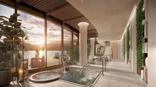 ConstructCanMag's tweet image. Resort-style spa elevates waterfront design buff.ly/geJMc3e #arcadiscanada #kelowna #spa #wellness