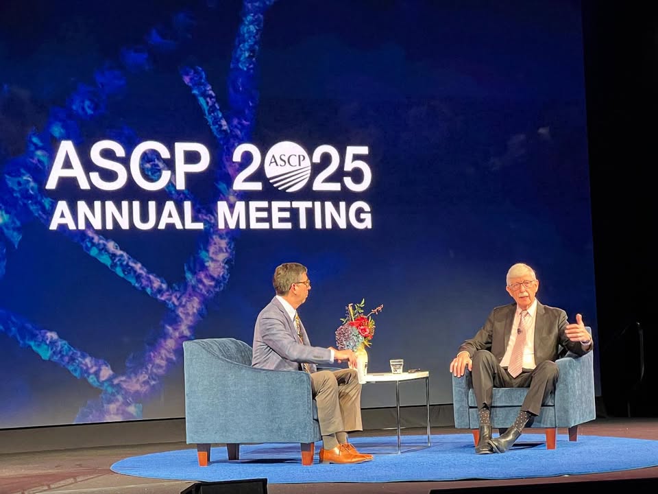 ASCP_Chicago's tweet image. ASCP President Dr. Greg Sossaman sat down with Dr. Francis Collins to talk about science communication, the intersection of science and ethics, and more in a Q&amp;amp;A after Dr. Collins’ scientific keynote at ASCP 2025 in Atlanta.

#ASCP2025