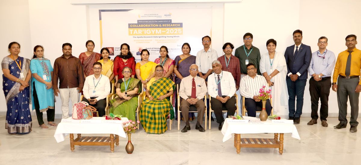 Celebrating innovation at Apollo TAR’IGYM-2025!
Incredible energy from young researchers showcasing 320+  posters &amp; a healthcare hackathon.
Inspired by the vision shared by Dr. H. Vinod Bhat &amp; Sivaramakrishnan V—driving creativity &amp; future-ready thinking. 
#TARIGYM2025