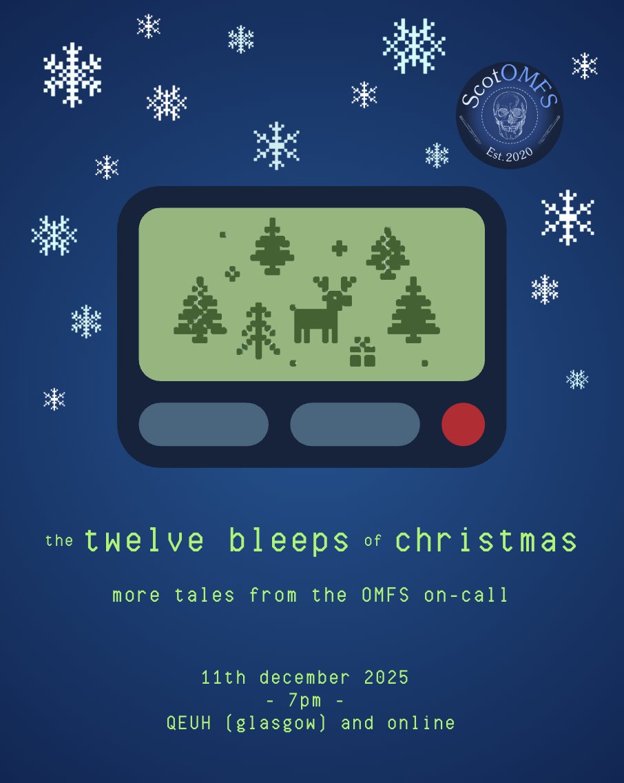 ScotOMFS's tweet image. Join us for an evening of interesting cases and learning from the OMFS trauma on-call at a major trauma centre!

Thursday 11th December, 7pm,  Online on Microsoft Teams and In-person at the QEUH (Glasgow)

forms.gle/FfBcx2ZMNjuEnA…