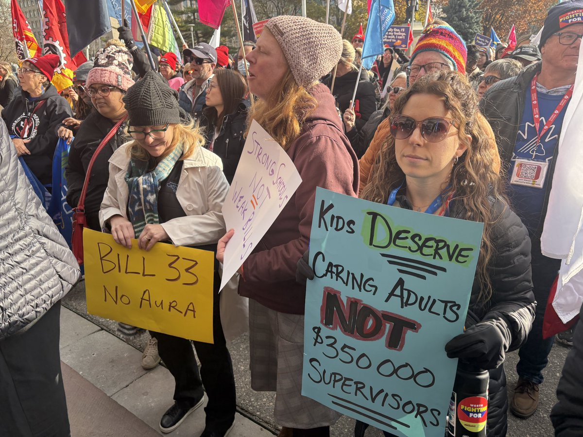 CBCLorenda's tweet image. A big protest against #Bill33, shortly after the education bill passes, fast-tracked by the Ford government #onpoli
