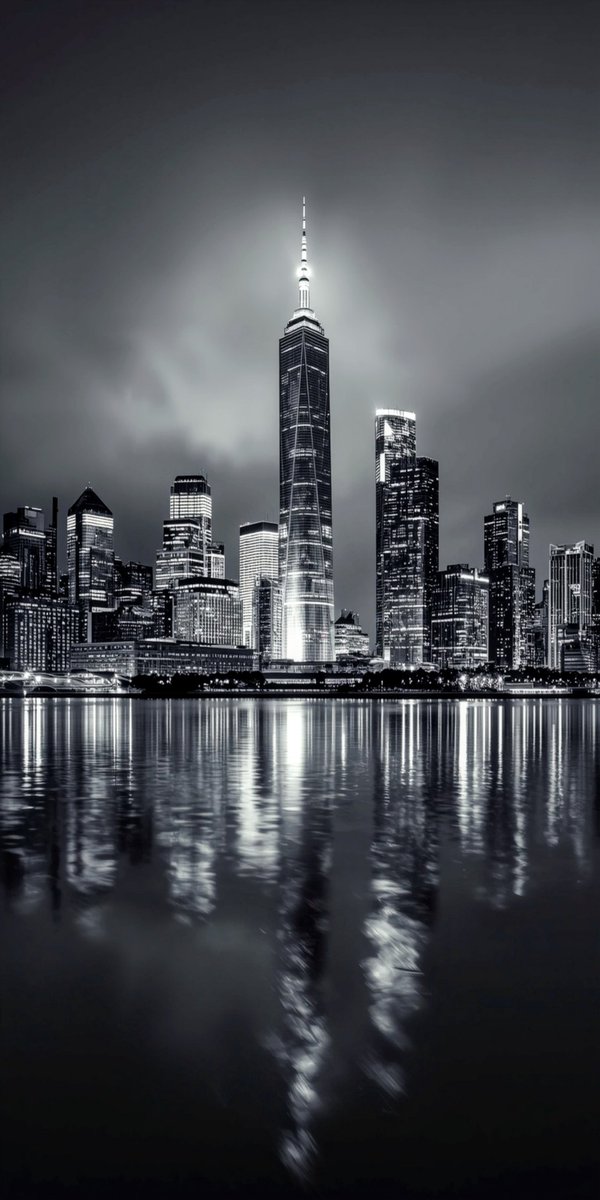 Good night everyone 😴 

Last wallpaper of the day.

City lights and quiet nights.

The skyline in monochrome. 🏙️