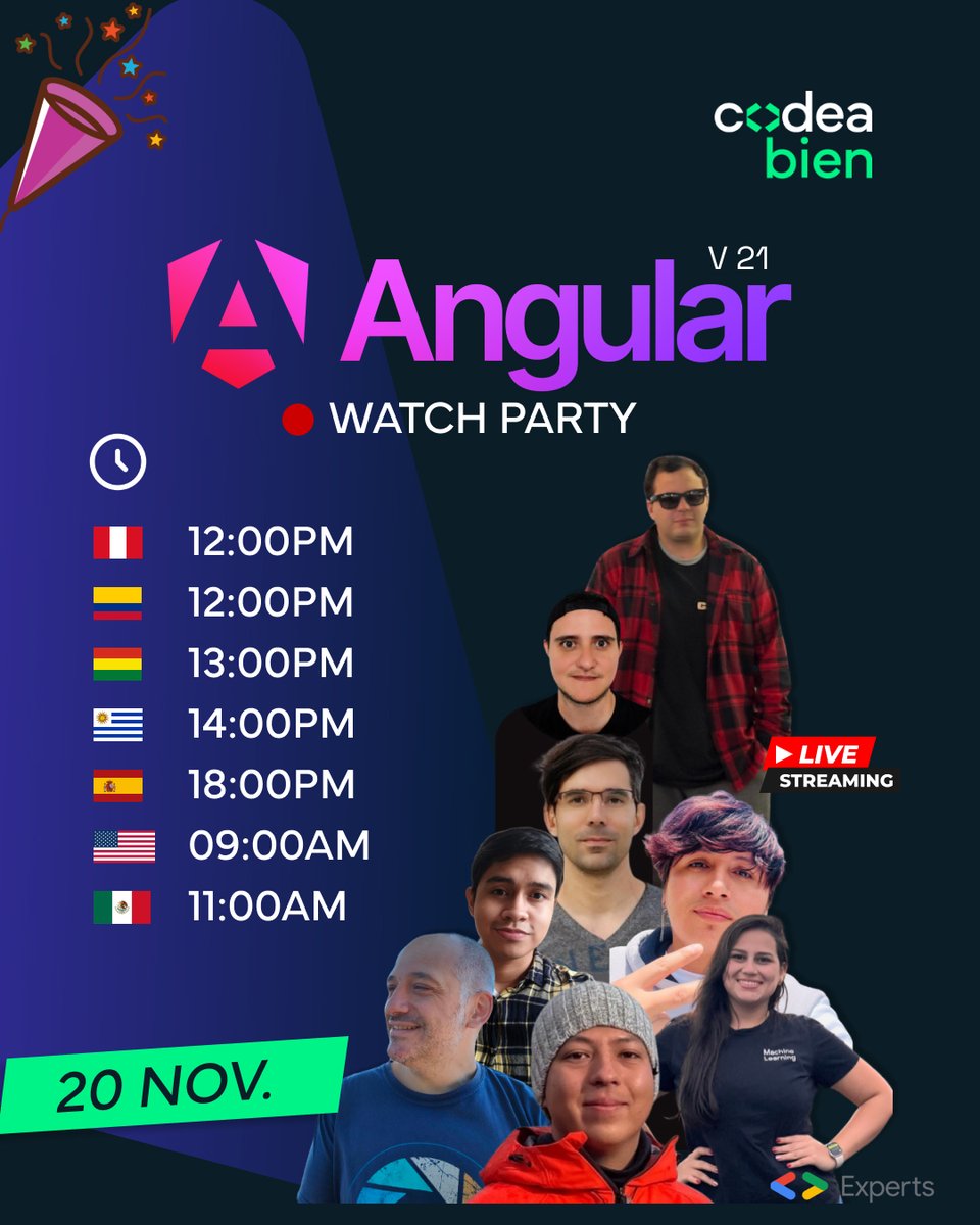 CodeaBien's tweet image. 🚀 Angular 21 ya está aquí
¡Veamos juntos cómo el desarrollo web pasa al siguiente nivel! 💻⚡
🔔 ¡Activa el recordatorio y no te pierdas nada!
youtube.com/watch?v=khTB-o…
#watchparty #angular #developers