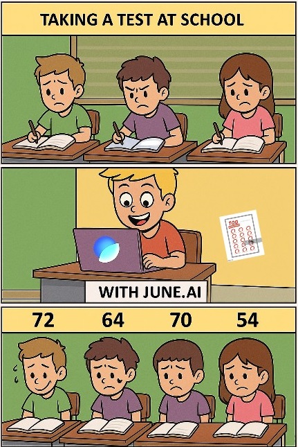 AnrudTasmin's tweet image. When everyone’s stressing over the test… but you came prepared with June.ai 😎📚
Work smarter, not harder!
#SmartStudy #AIStudentLife
@askjuneai
@SpeakStraight_
#juneaimeme #juneai
