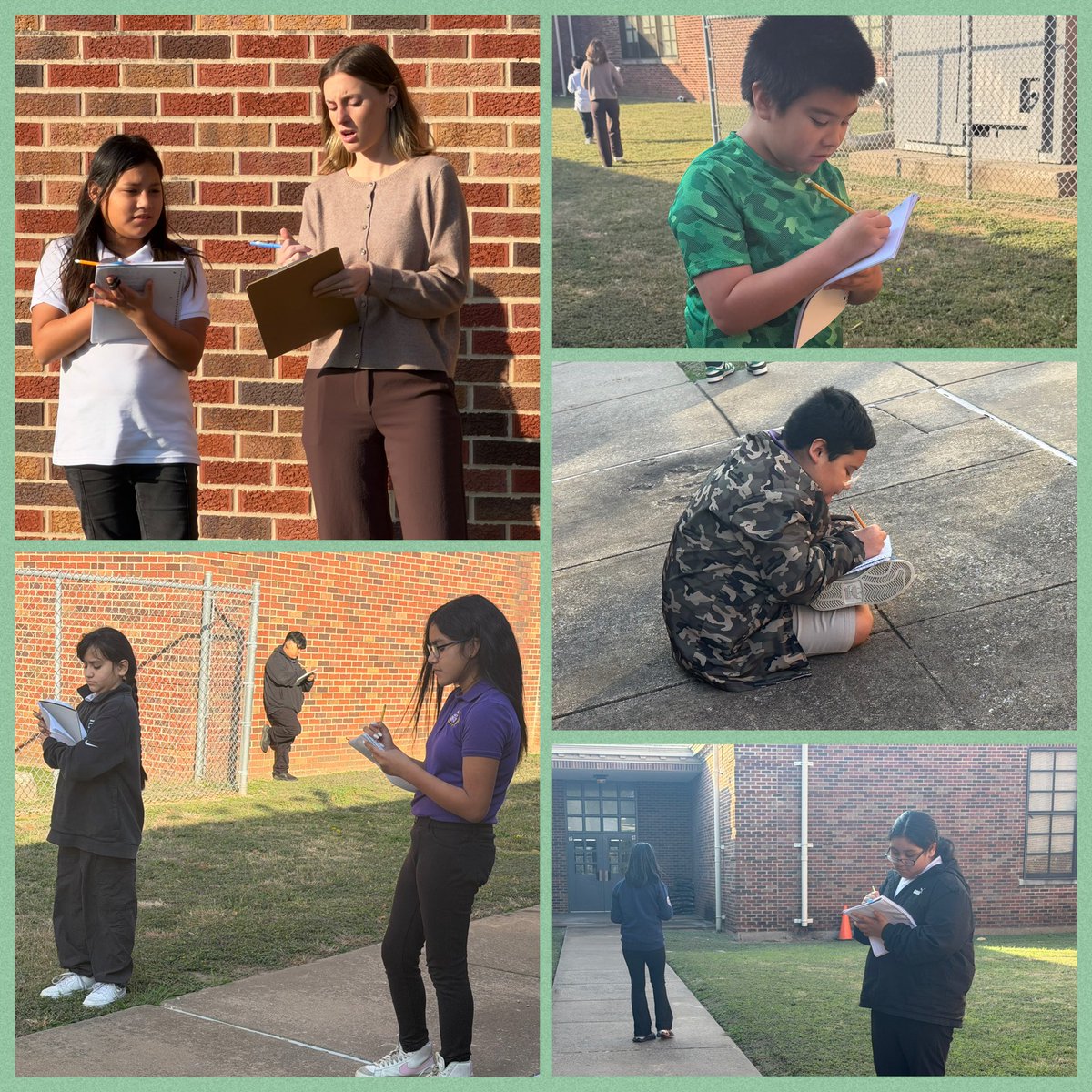 Shoutout to <a href="/EubanksKinley/">Ms. Eubanks</a> for taking learning outdoors! 🌿 Our 5th graders explored nature to gather vivid adjectives and then used them to create their own figurative language. Such a creative way to bring writing to life! <a href="/EDAmaya04/">Amaya</a> <a href="/shenevawash/">Sheneva Washington</a> #Region4SayNoMore