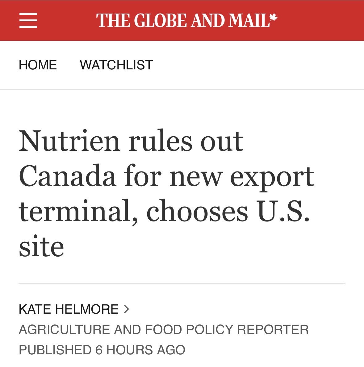 ryangerritsen's tweet image. Nutrien have decided to invest in the U.S. 
instead of Canada.
The hits just keep on coming.