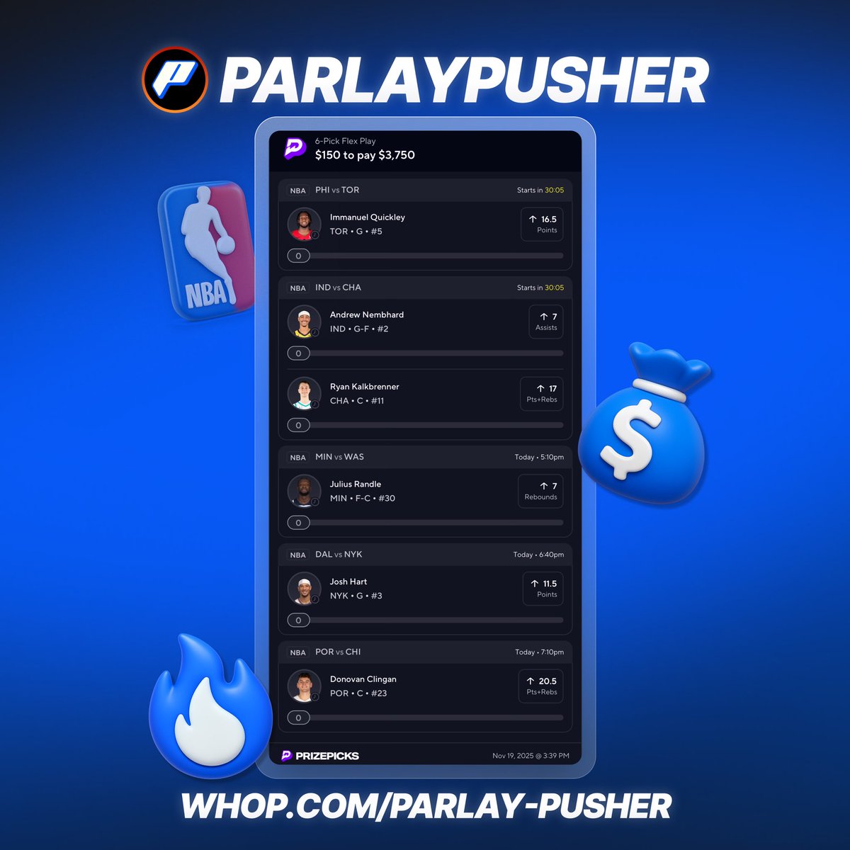 parlaypusher's tweet image. A Rare 6 Man From Me…

$150 ➡️ $3,750

Enjoy ✅