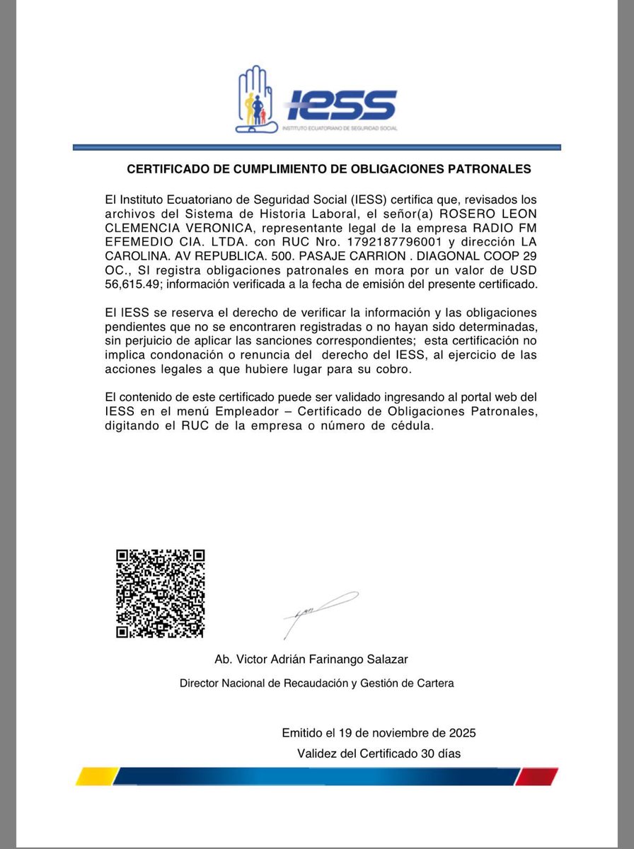 CentralNewsEC's tweet photo. VIVA LA SAPADA 🚨

La deuda con el @IESSec sigue intacta…
Pero el nuevo ministro de @MinGobiernoEc, Álvaro Rosero, ya NO tiene impedimento para ejercer cargo público porque el medio que manejaba cambió de dueño.
📷🖋️ @Paulcoellosegar https://t.co/knDo8BVvFK
