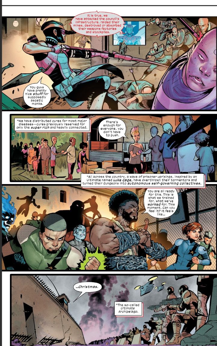 jfhp2908's tweet image. This last issue of #TheUltimates...man, it is a call to fight inequalities and inspiring everyone to make a better world. They are doing what they are meant to be, and I love that. Everyone can be an ultimate, a hero, even you.
#FixTheWorld 
(Psdt.Luke said his thing AHHH)