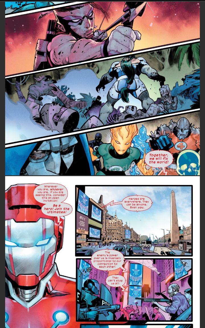 jfhp2908's tweet image. This last issue of #TheUltimates...man, it is a call to fight inequalities and inspiring everyone to make a better world. They are doing what they are meant to be, and I love that. Everyone can be an ultimate, a hero, even you.
#FixTheWorld 
(Psdt.Luke said his thing AHHH)