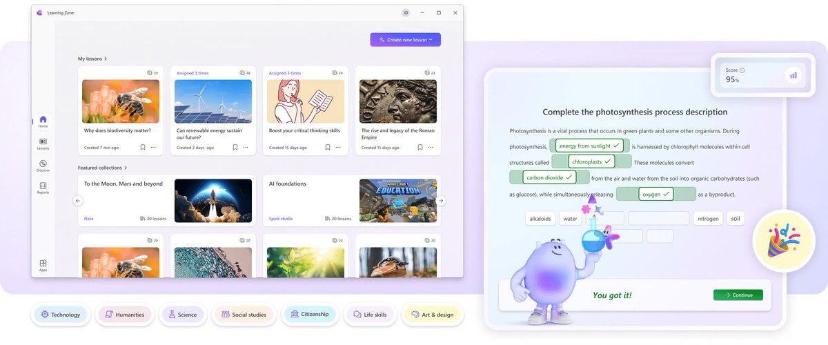 mtholfsen's tweet image. Microsoft Learning Zone: Copilot+ PC AI-powered lessons for engaging, inclusive learning. Top 5 new features:

✏️ Simplified lesson creation
🌍 Expanded language support
🎮 Rich interactive activities
🤝 New learning partners
📤 Share via Teams, LMS integration coming soon
