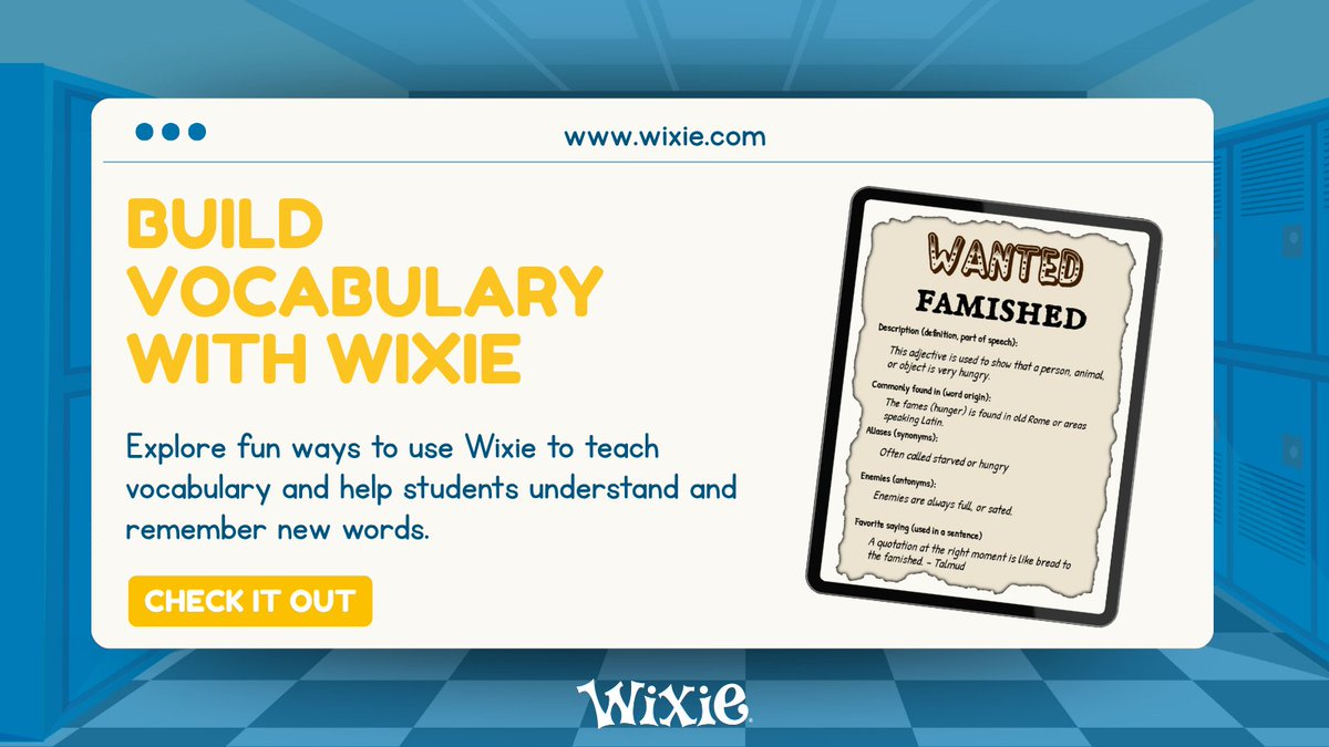 Wixie_T4L's tweet image. ✨Build vocabulary with Wixie✨

Ideas for using Wixie to teach vocabulary and engage students in the process of making sense of the meaning of new words and remembering their meaning.

🔗 wixie.com/blog?id=5773&amp;amp;m…