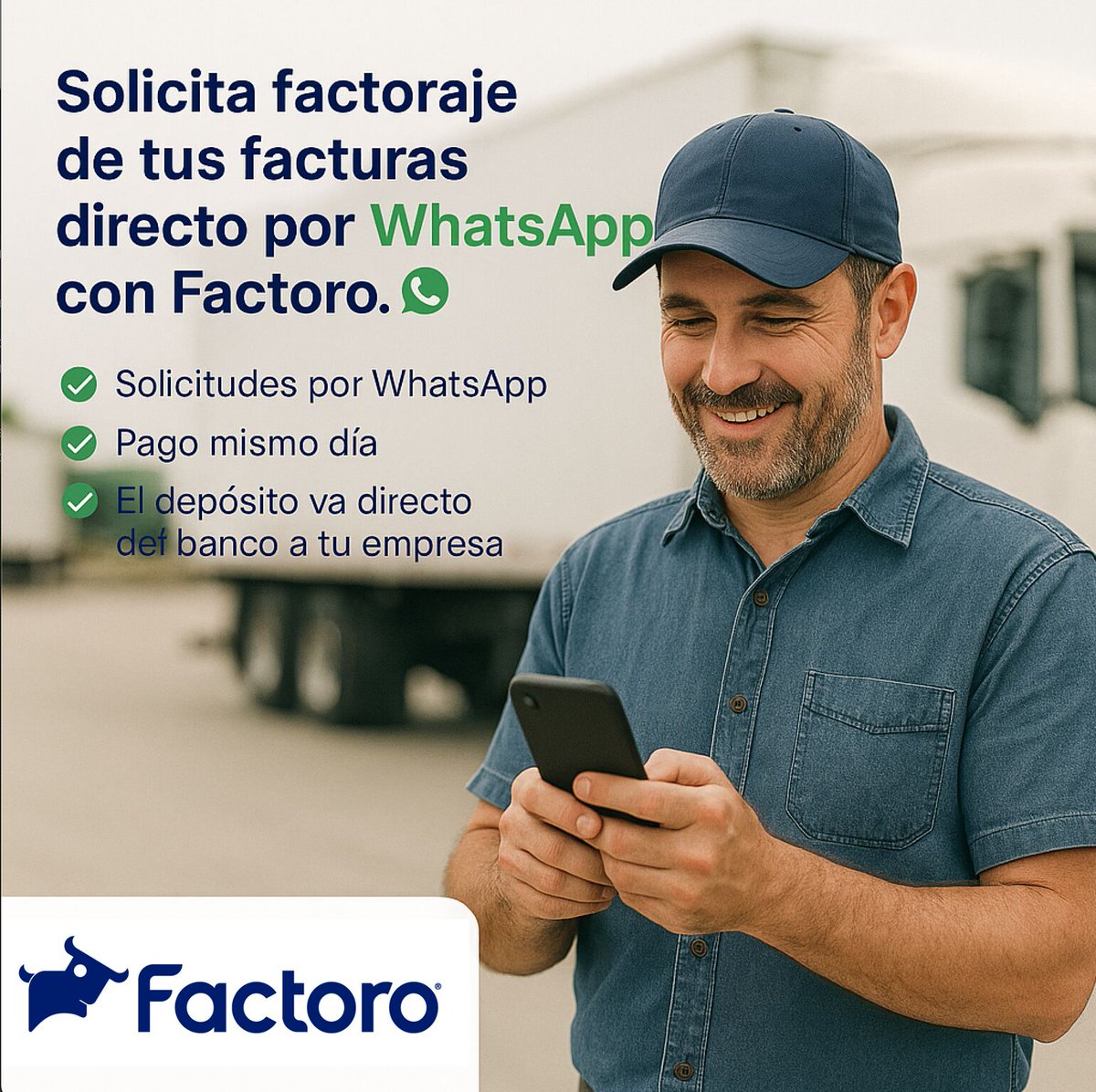 Factoro_'s tweet image. Solicita factoraje por WhatsApp con Factoro

Pagos el mismo día, directo del banco a tu empresa. #factoraje #Mexico