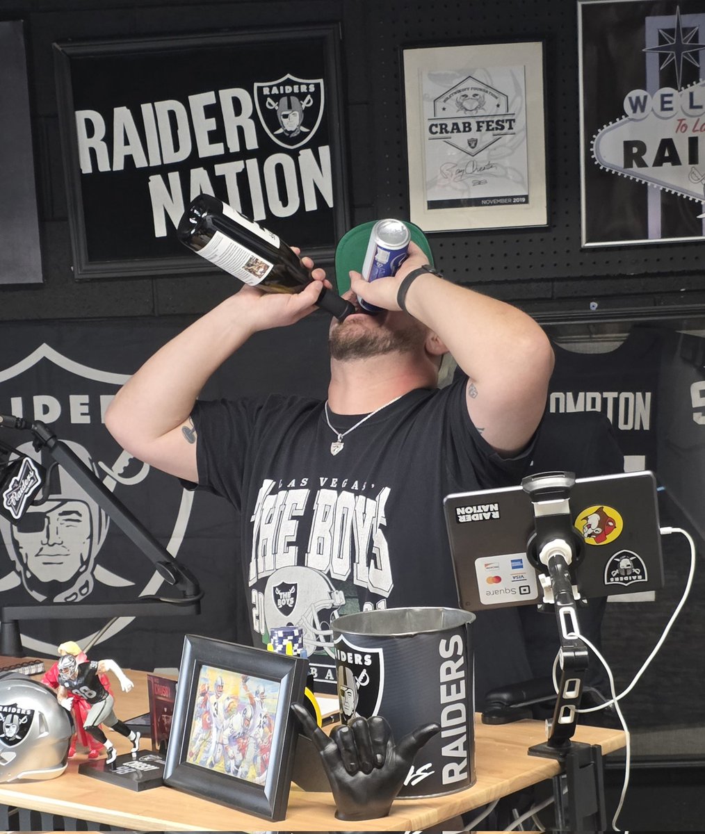 My second favorite co-host and yours, <a href="/_SwagJeff/">Swag Jeff</a> is doing a little attitude preparation to talk about the damn team tonight. 
See you at 4p/7e! #RaiderNation