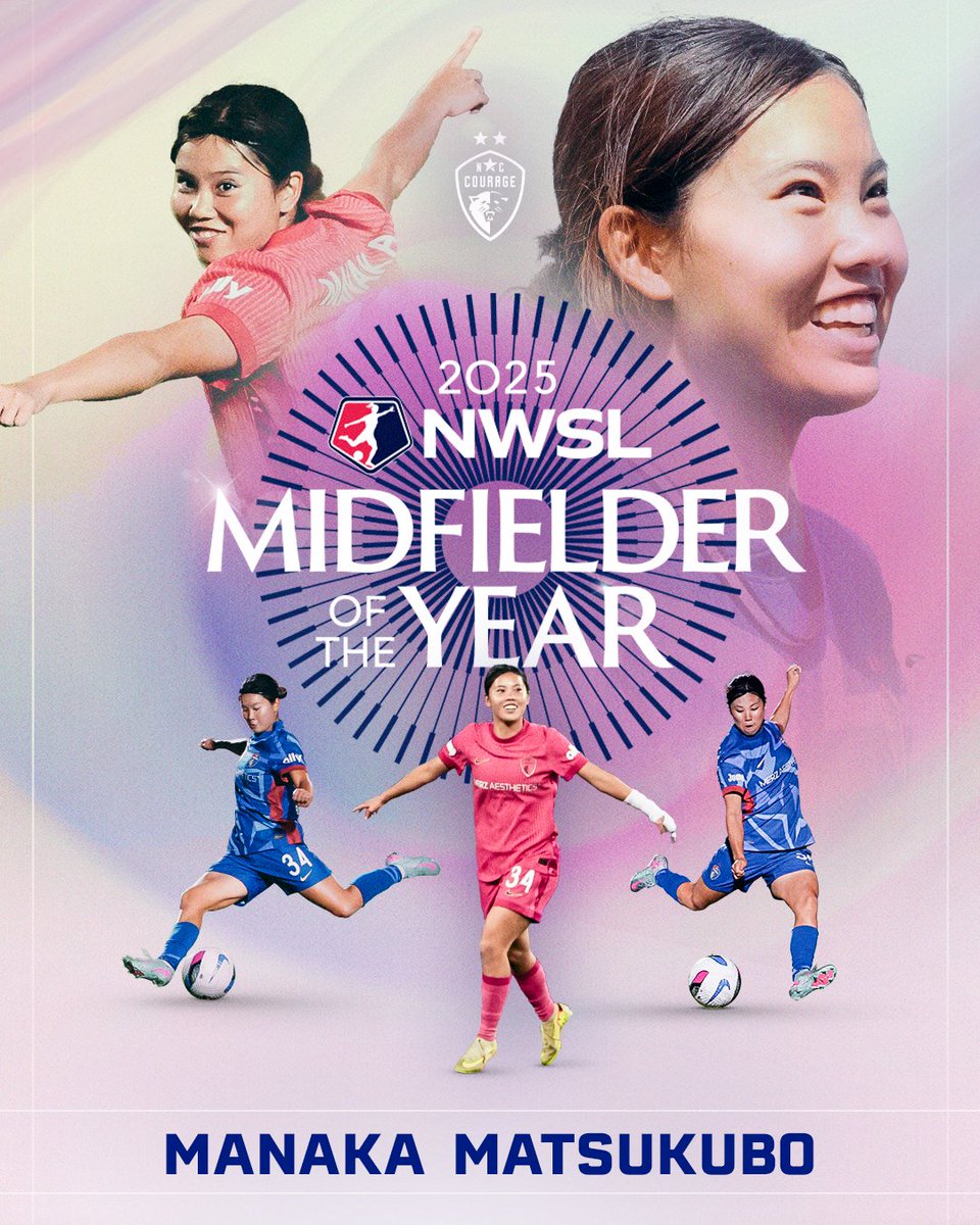 TheNCCourage's tweet image. MIDFIELD MAGIC 🪄

Manaka Matsukubo is the 2025 @NWSL Midfielder of the Year!