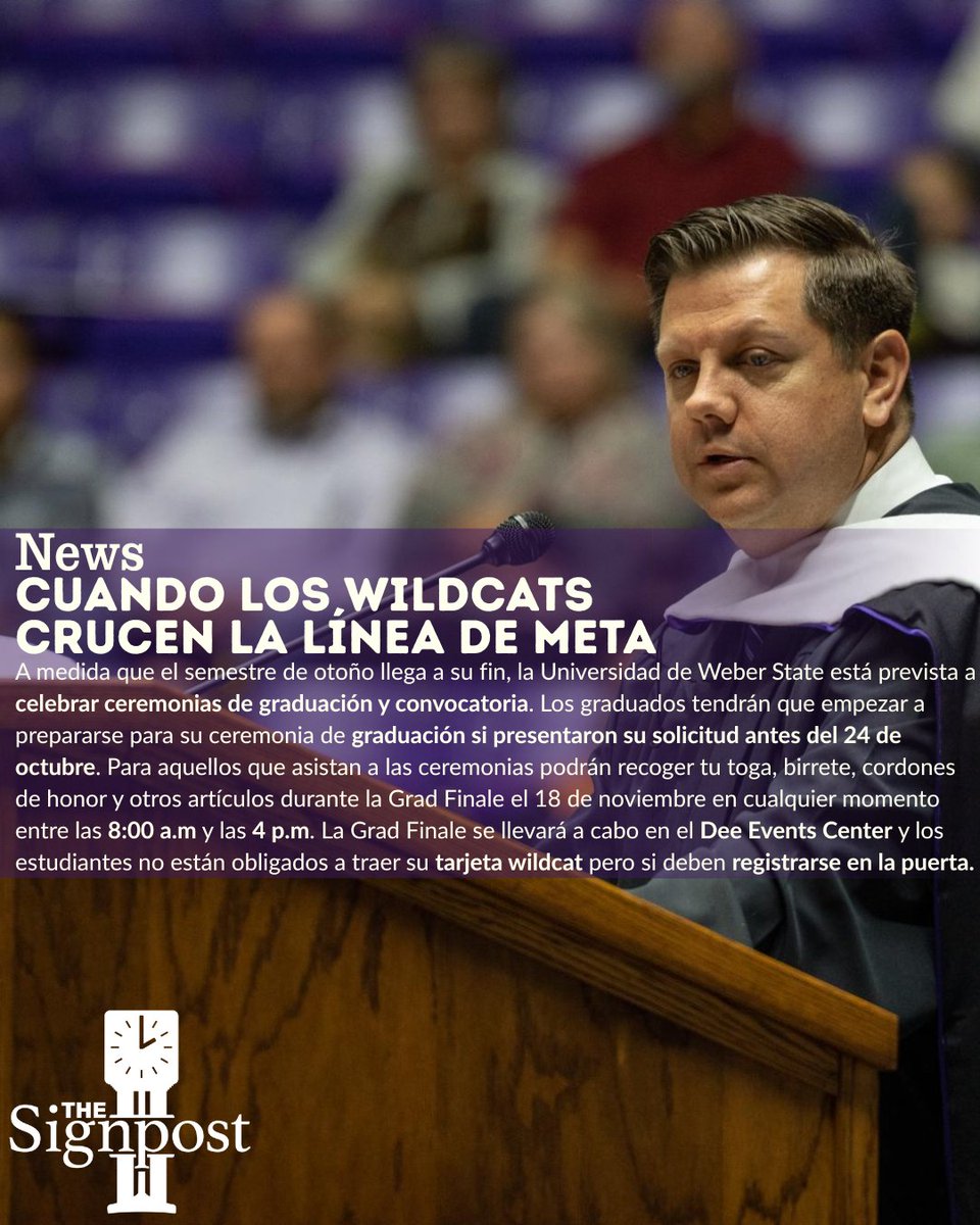 WSUSignpost's tweet image. ⬆️ Read the whole story on our website!

✍️: Kyle Greenawalt | News Reporter, the Signpost
✍️: Ivanna Olachea Golzalez | Translator, the Signpost
📸: Weber State University | Benjamin Zack

#Thesignpost #Graduation #Weberstate #Utah #Ogden #Wildcats #Translator #Spanishnews
