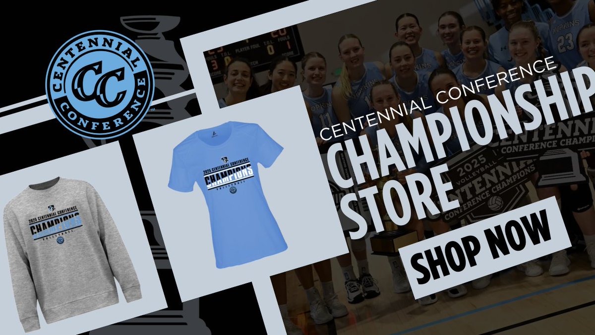 CentennialConf's tweet image. VB | CHAMPIONSHIP APPAREL        

Shop the @JHUVB 2025 Centennial Conference Volleyball Championship merch, store closes on December 3. #CCvb

🛒 shorturl.at/dfZ33