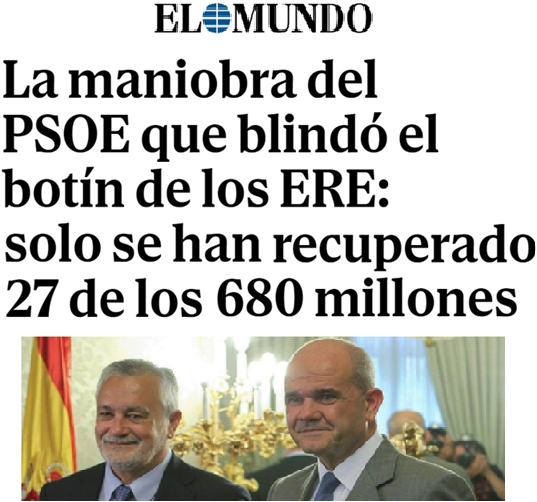 Declaran "desaparecidos" más de 650 millones de euros públicos de los ERE mientras sus responsables se van de rositas.

Recuérdalo cuando Hacienda te persiga por 100 euros de tu cuota de autónomo.