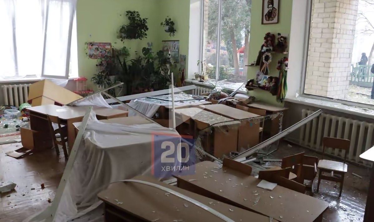 victoriaslog's tweet image. Kindergarten in Ternopil after Russia’s attack