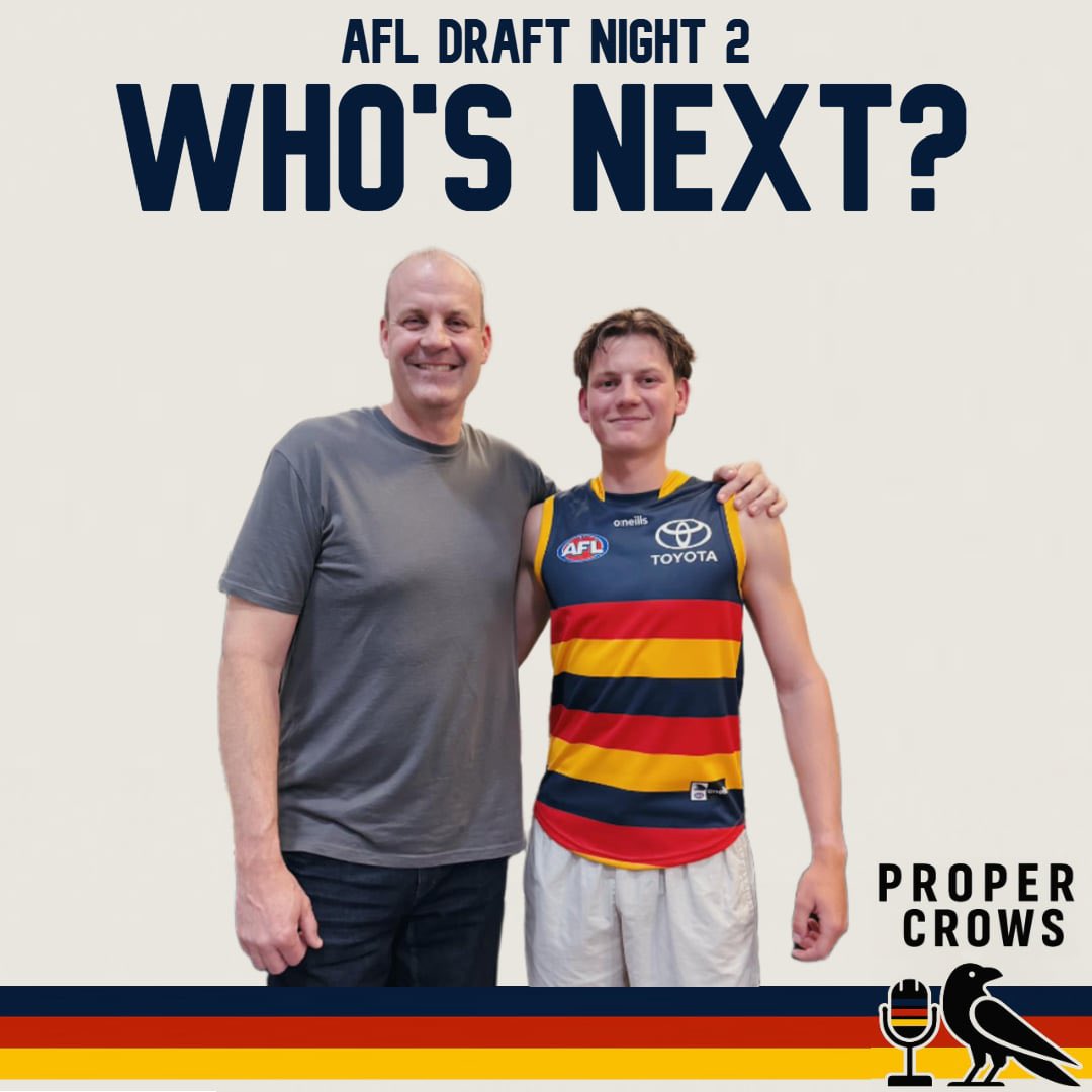 ProperCrowsPod's tweet image. Night 2 of the AFL Draft is here 🔥

After snapping up Mitch Marsh, son of 1998 Premiership player Ben Marsh who do you want the Crows to target next with pick 46?

Let us know! 👇