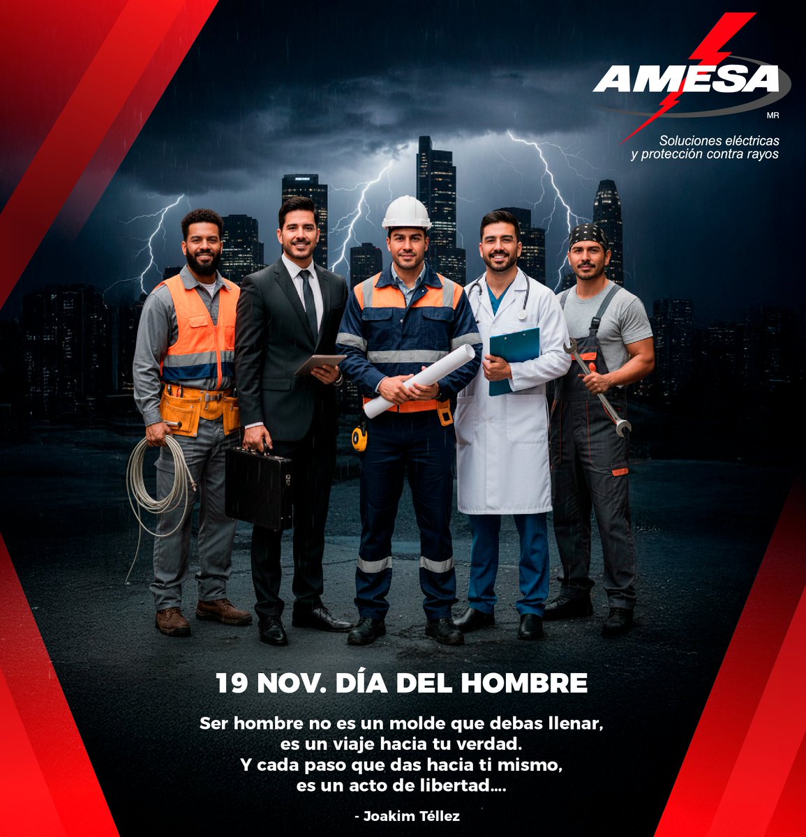 "Hoy, 19 de noviembre, celebramos el Día del Hombre".

A quienes con su esfuerzo 💼, dedicación 🌟 y compromiso 🤝 construyen un futuro mejor 🚀, ¡muchas felicidades! Su labor es invaluable.

#DíaInternacionalDelHombre #AMESA