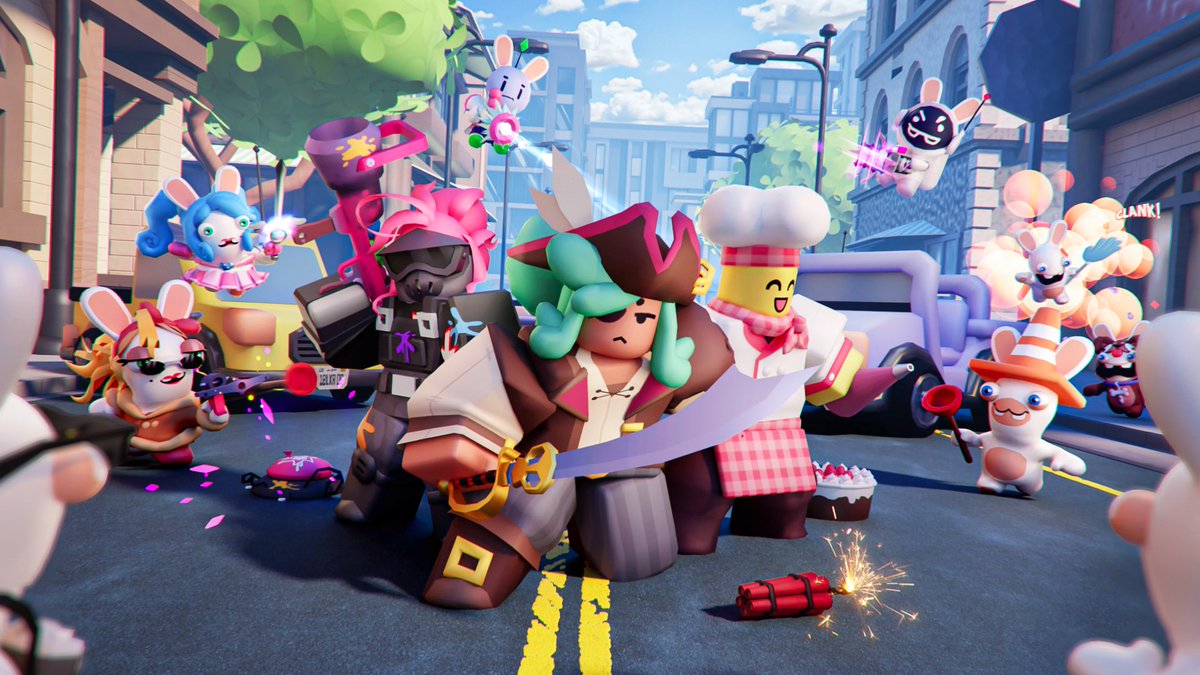 HGesbert's tweet image. What if the Rabbids were fighting against Robloxians in the game? 

You think Ubisoft would accept that? 
Spoiler: They did 🔥🔥🔥🎺

#roblox #robloxart #robloxdev