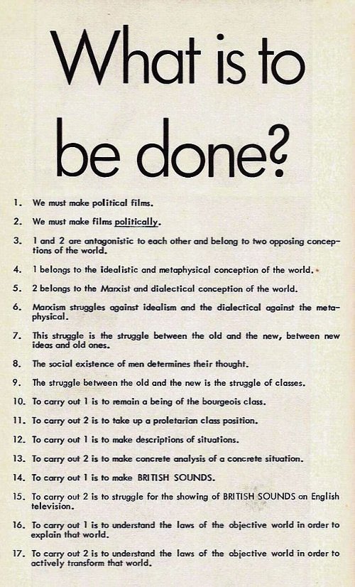 synekura_audio's tweet image. Jean-Luc Godard, &apos;What is to be done?&apos;, 1970