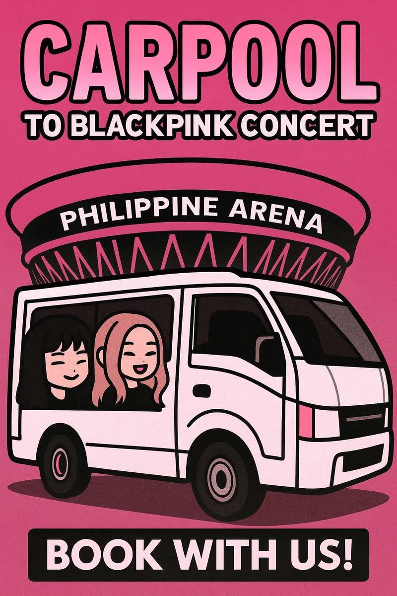 LF: Passengers
10 slots only!! (With free BP official photocards when u book w/ us!)

Day 2 

PU/DO:
🚘SM Makati
🚘SM Aura
🚘Market Market
🚘Any place basta along the way

800.00 Roundtrip fare
400.00 One way

Inclusions:
1 bottled water
1 light snack (chips or bread)
#blackpink