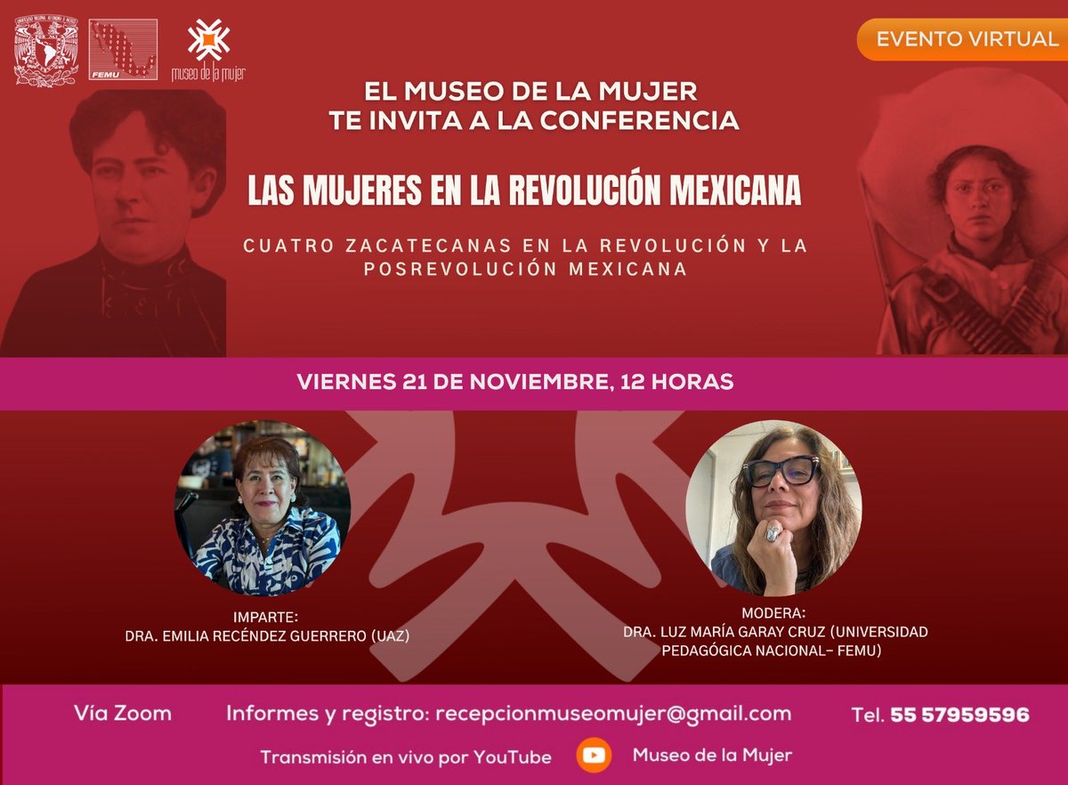 Estimada comunidad digital, este viernes tendré la oportunidad de moderar está charla que forma parte de un ciclo de conferencias del ⁦<a href="/museodelamujer/">Museo de la Mujer</a>⁩ 😌