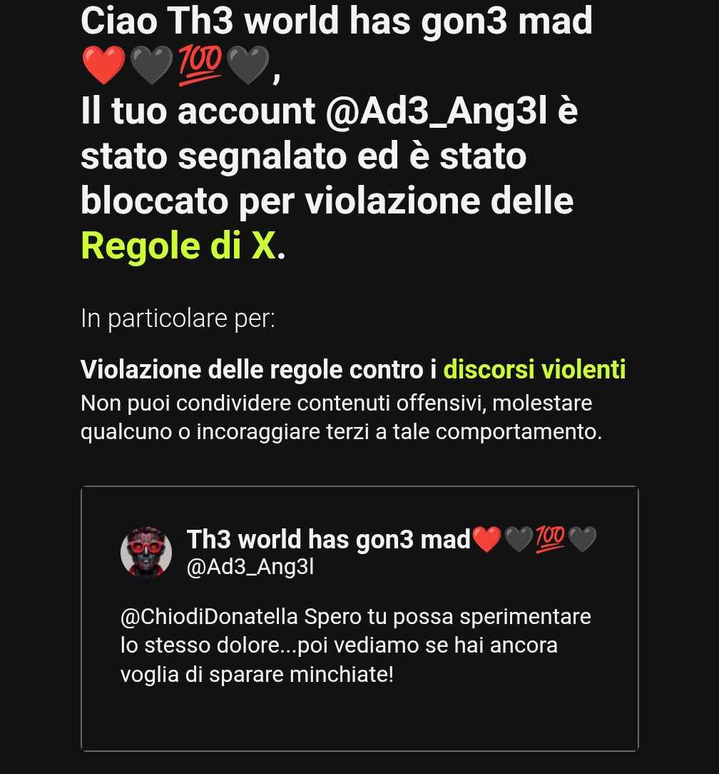 Pensate di mandare a questa qua un msg (poco simpatico forse) poiché ha mandato un' post vergognoso rivolto al padre della cecchettin...e poi ritrovarsi con l'account sospeso da X. La faccia come il culo hanno!