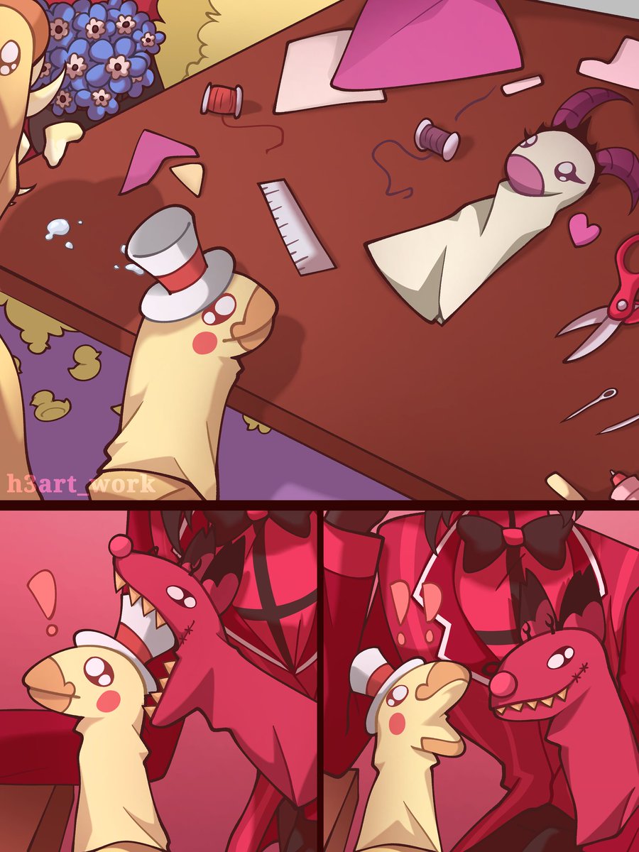 h3art_work's tweet image. Hello everyone, I&apos;m posting this wholesome comic before watching episodes 7-8 of season 2

If anything goes wrong, this is totally what happened and everyone is happy, healthy, and safe with silly little muppets of themselves handcrafted by Luci

😊💕

#HazbinHotel #radioapple
