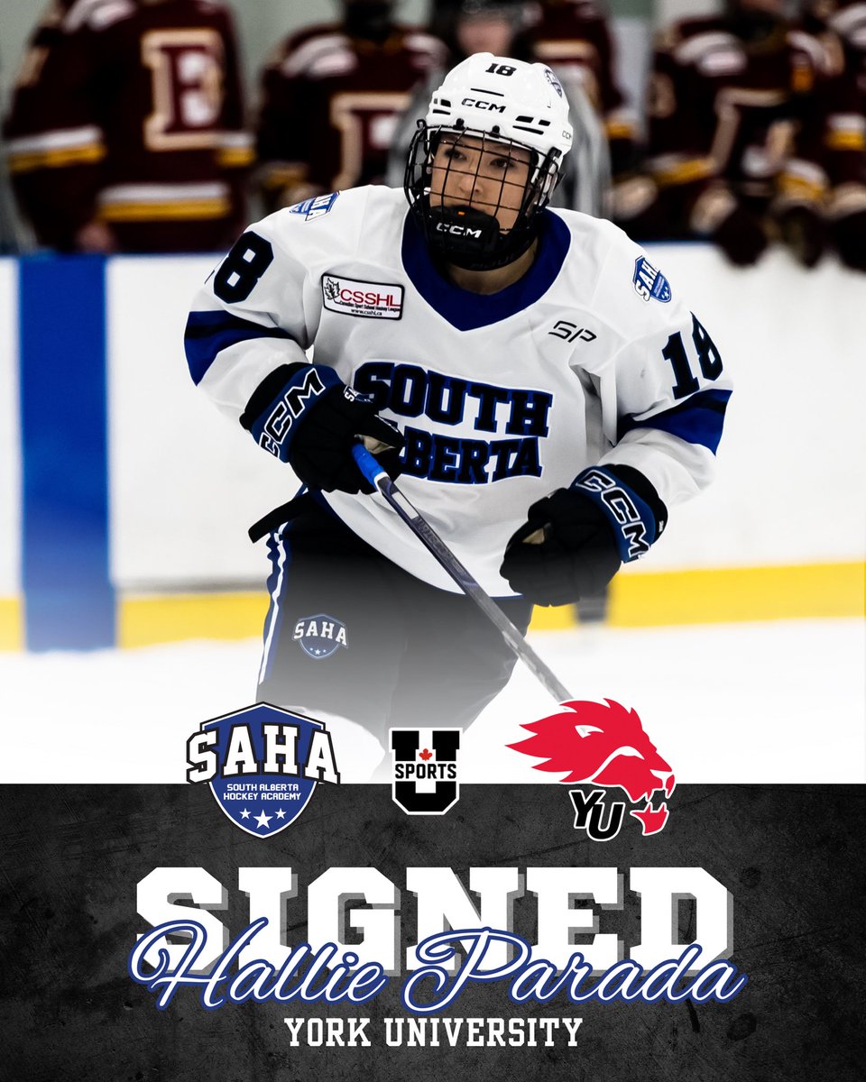 SAHockeyAcademy's tweet image. Shout out to SAHA Female U18 Prep forward Hallie Parada who signed with York University for the 2026/27 school year earlier this fall!

#SAHA #CSSHL