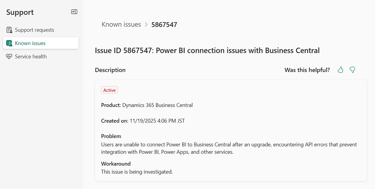 yzhums's tweet image. Business Central known issues:
Power BI connection issues with Business Central
admin.powerplatform.microsoft.com/support/knowni…
&quot;There were more columns in the results than expected&quot; error in Power BI, Power Query, Dataflow
admin.powerplatform.microsoft.com/support/knowni…
#MSDyn365
#MicrosoftDYN365 
#MSDyn365BC
#businesscentral