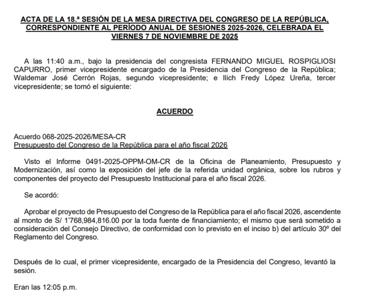Ojo_Publico's tweet image. #LoÚltimo 🚨La Mesa Directiva del Legislativo propone que el presupuesto del @congresoperu para el 2026 sea de S/1.768 millones, S/356 millones más que este año. Con estos recursos se instalará el Parlamento bicameral. 🧵