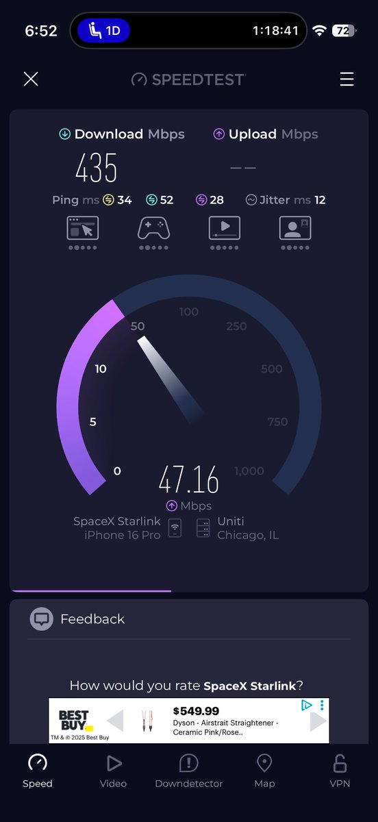 My first time with <a href="/Starlink/">Starlink</a>  on <a href="/united/">United Airlines</a> 

Wowza this is the future. Can fully work, edit, upload with ease 🤝🏻