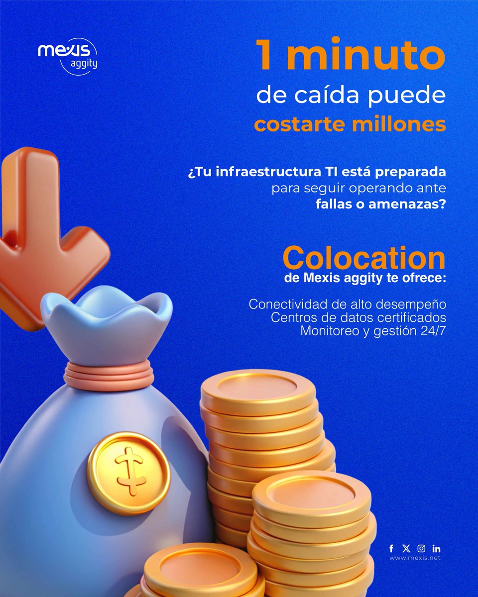 MexisMX's tweet image. Cuando tu operación no puede detenerse, necesitas un entorno sólido.

Con Colocation de Mexis aggity, garantizas disponibilidad, seguridad y rendimiento constante.
🔒 Monitoreo 24/7
⚡ Conectividad premium
🏢 Centros de datos certificados

#Mexisaggity #ManagedColocation