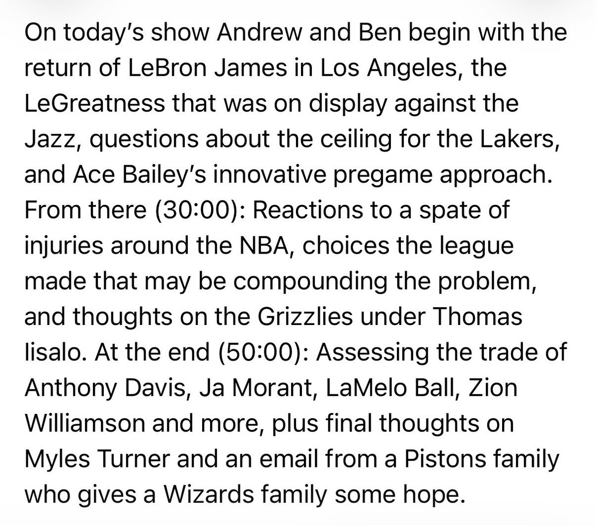 goatnbapod's tweet image. Notes From LeBron’s Debut in LA, The Injury Bug Bites Early, Buyer’s Remorse Trade Value Power Rankings 

Preview feed:
podcasts.apple.com/us/podcast/gre…

Subscribe to the show:
greatestofalltalk.com
