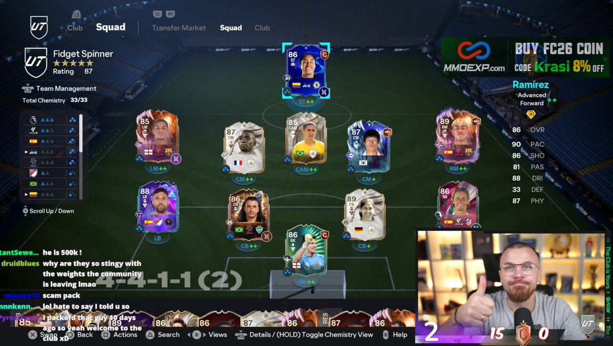 The only enjoyable thing for me in FC 26 atm is my RTG squad. Put a lot of time completing EVOs and grinding fodder for Icon SBCs. 
Join me now ---> twitch.tv/krasififa_