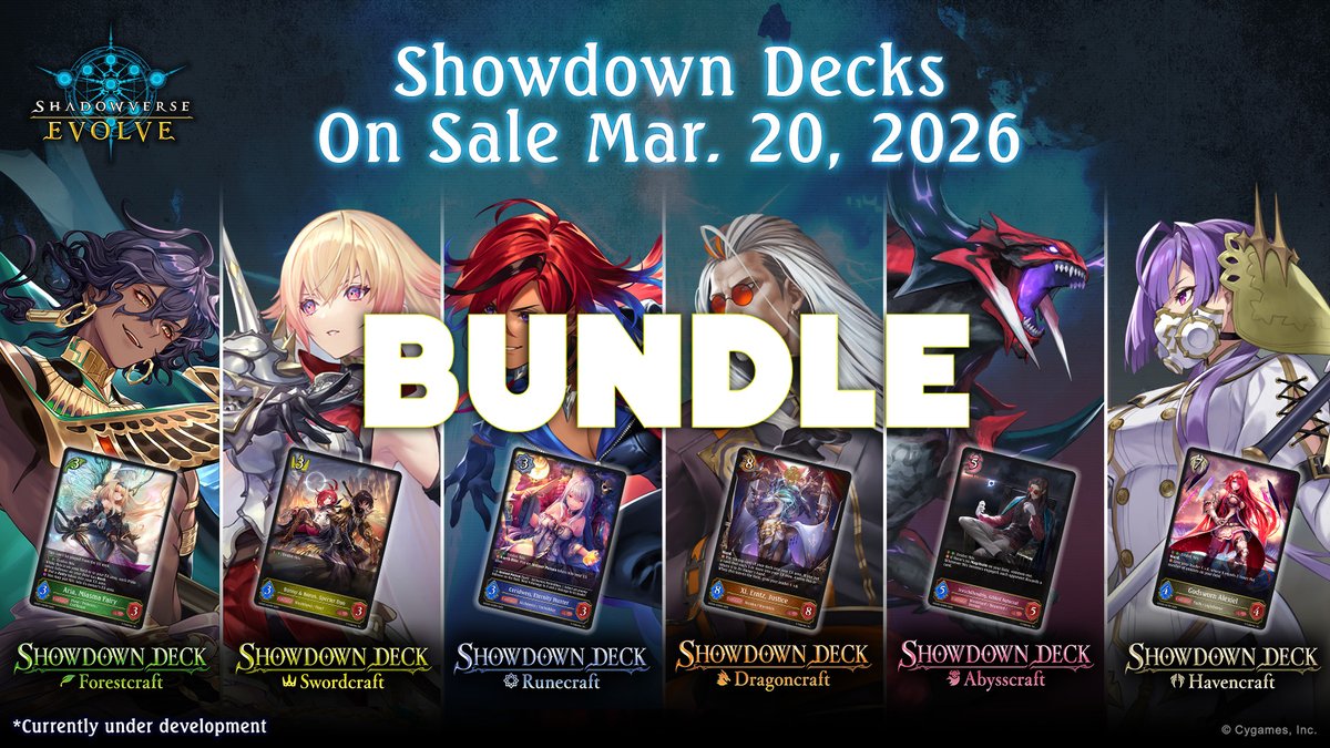50cardsshop's tweet image. AVAILABLE NOW FOR PRESALE! 6 kinds of Showdown Decks for Shadowverse: Evolve!

EXCLUSIVE EARLY BLACK FRIDAY SALE PRICE! $17.99 when you use a promo code! (goes back to $21.99 each after our Early Black Friday event ends)

50cards.shop
CODE: &quot;EARLY&quot; FOR 10% OFF