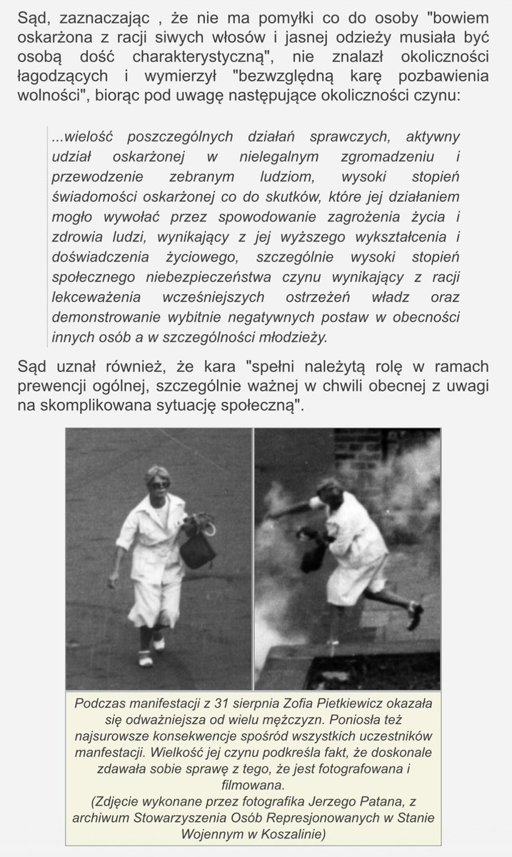 „szczególnie wysoki stopień społecznego niebezpieczeństwa czynu wynikający z racji lekceważenia wcześniejszych ostrzeżeń władz oraz demonstrowanie wybitnie negatywnych postaw w obecności innych osób” orzekł w 1982 r. sędzia Waldemar Płóciennik - dziś zasiadający w SN - skazując