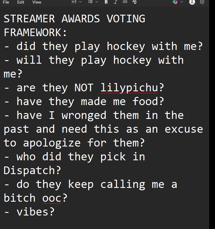 people were asking for my streamer awards voting framework

please use responsibly 😌