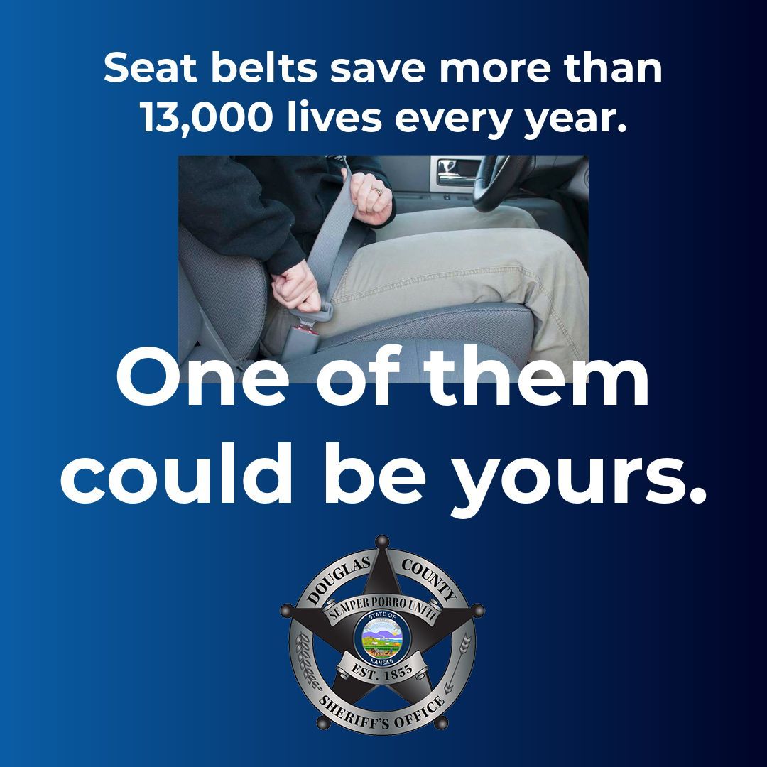DGSOSheriff's tweet photo. Annually in Kansas, about 50% of traffic fatalities involve someone not wearing a seat belt; 25% are directly due to inattentive driving or speeding; and 20% of crashes involve alcohol impairment.
#BuckleUp #DriveSave https://t.co/NhFevxWhNQ