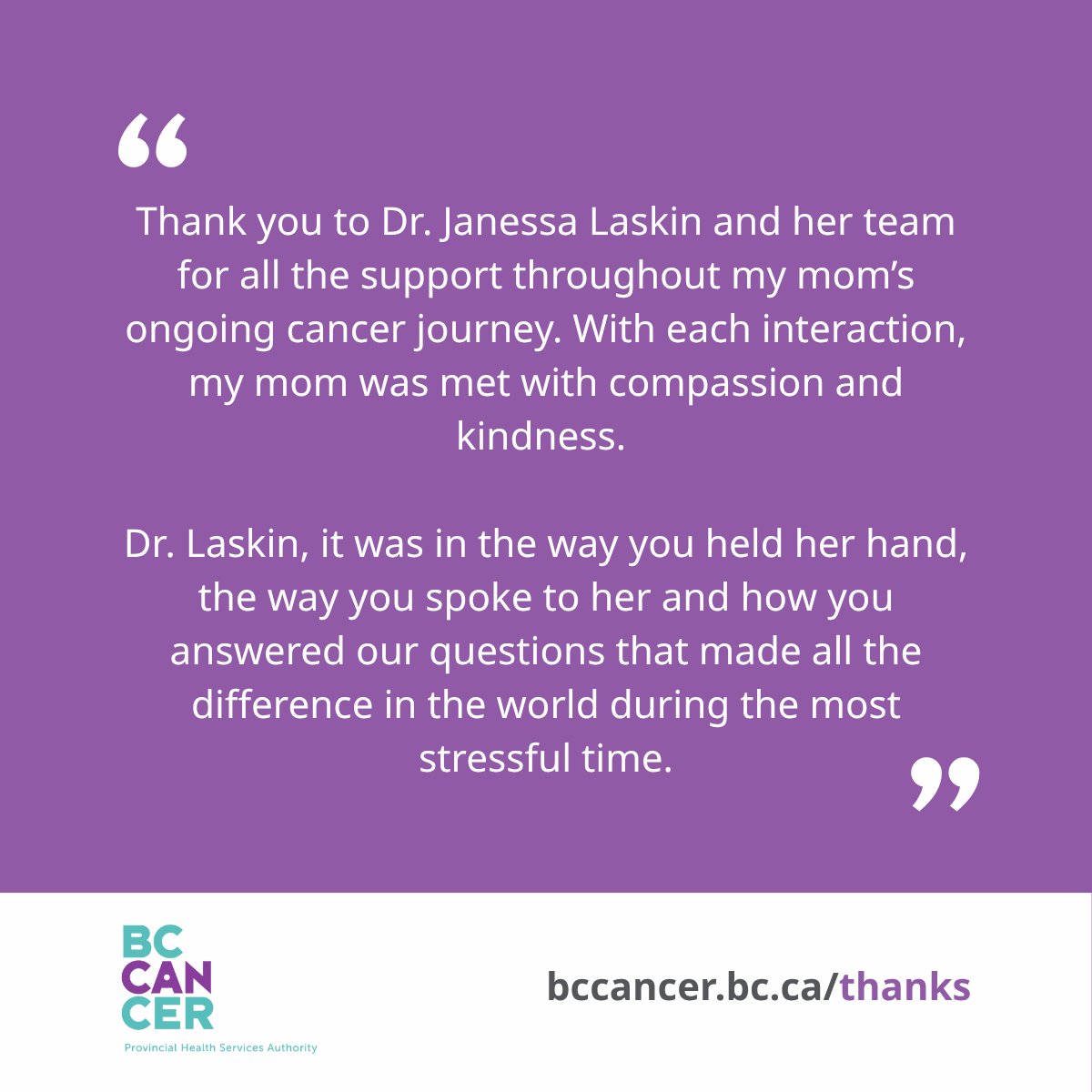 BCCancer's tweet image. Compassion shows up every day at BC Cancer. Has someone supported you along your journey? Share your thanks: bccancer.bc.ca/thanks