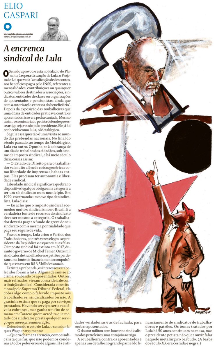 EconomicsArtBRL's tweet image. Fim do imposto sindical foi um avanço para acabar com os sindicatos &quot;trambiqueiros&quot;. Pena que tenha surgido essa &quot;contribuição sindical&quot; por serviços prestados. Dá sobrevida a sindicatos inúteis, como aponta Elio Gaspari