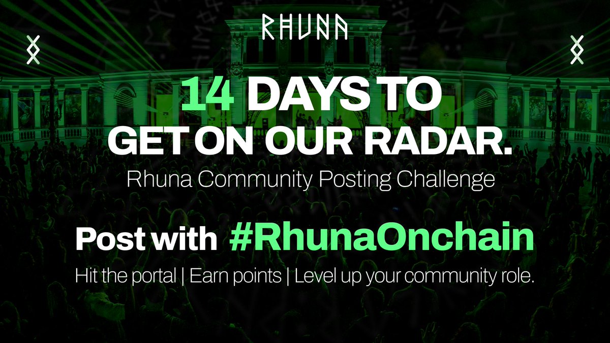 RhunaIO's tweet image. We’re kicking off a 14-day Rhuna Community Posting Challenge 🗯️

Share real stories, lived experiences and takes on Rhuna &amp;amp; onchain events 👉 get on our radar for more visibility and future community roles.

Use #RhunaOnchain and tag @RhunaIO to join. ( read on 👇 )