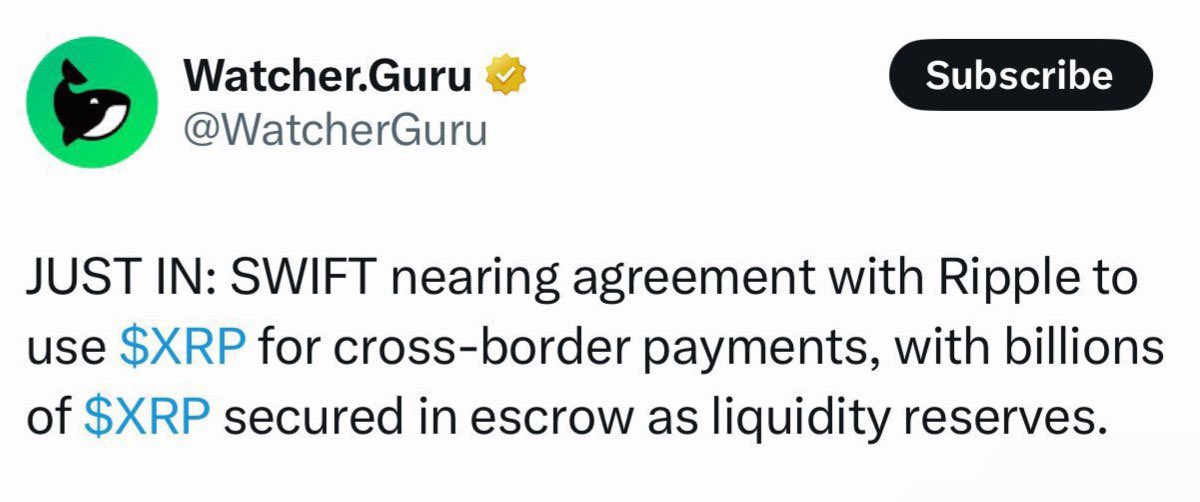 🚨 SWIFT’S AGREEMENT WITH RIPPLE TO UTILIZE $XRP FOR CROSS-BORDER PAYMENTS HAS BEEN OFFICIALLY APPROVED!!

🔥 TRILLIONS IN VALUE ARE NOW ANTICIPATED TO FLOW INTO THE XRP LEDGER AS REAL TOKEN—BUILT ON THE XRPL—BEGINS UNLOCKING THE $650T GLOBAL REAL ESTATE MARKET. WITH A MAJOR